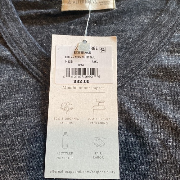 NWT Alternative V-Neck Short Sleeved Shirt Dark Gray Size XL - Picture 5 of 8